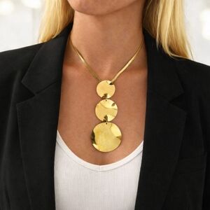 Gold Disc Pendant Necklace - Statement Women’s Jewelry Stainless Steel